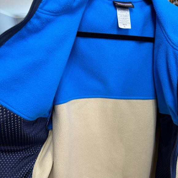 Patagonia Synchilla Snap T Full Zip Hoody Fleece Jacket Blue Cream Men XL - Picture 8 of 13